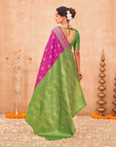 Rani Pink Shimmer Silk Woven Banarasi Saree