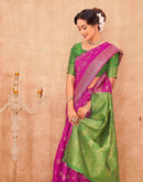 Rani Pink Shimmer Silk Woven Banarasi Saree