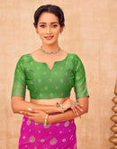 Rani Pink Shimmer Silk Woven Banarasi Saree