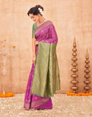 Rani Pink Shimmer Silk Woven Banarasi Saree