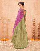 Rani Pink Shimmer Silk Woven Banarasi Saree