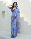 Lavender Linen Printed Saree