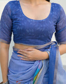 Lavender Linen Printed Saree