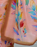 Peach Linen Printed Saree
