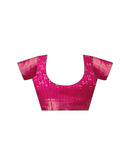 Rani Pink Silk Bandhani Printed Zari Stripe Saree 