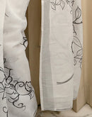 White Linen Printed Saree