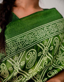 Green Khadi Bandhani Printed Saree 