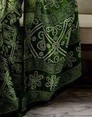Green Khadi Bandhani Printed Saree 