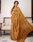 Brown Khadi Bandhani Printed Saree 