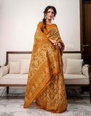 Brown Khadi Bandhani Printed Saree 