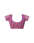 Pink Linen Floral Printed Saree