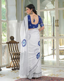 White Linen Printed Saree