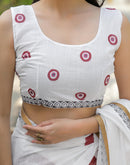 White Linen Printed Saree