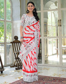 White Linen Printed Saree