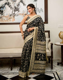 Black Khadi Printed Saree