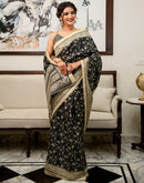 Black Khadi Printed Saree