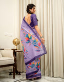 Lavender Linen Printed Saree