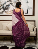 Off White Khadi Ikkat Printed Saree 