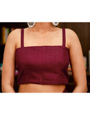 Maroon Khadi Floral Printed Saree