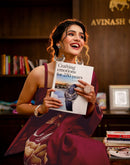 Maroon Khadi Floral Printed Saree