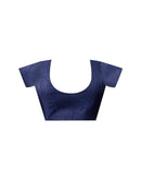 Navy Blue Khadi Floral Printed Saree