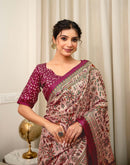 Peach Khadi Printed Saree