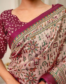 Peach Khadi Printed Saree