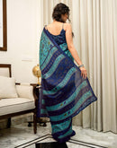 Turquoise Khadi Printed Saree
