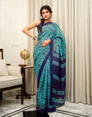 Turquoise Khadi Printed Saree