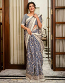 Blue Khadi Printed Saree