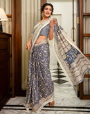 Blue Khadi Printed Saree