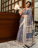 Blue Khadi Printed Saree