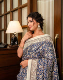 Blue Khadi Printed Saree