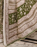 Mehandi Green Khadi Printed Saree