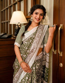Mehandi Green Khadi Printed Saree