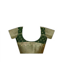 Green Georgette Printed Zari Stripe Saree 