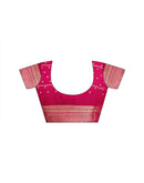 Rani Pink Georgette Printed Zari Stripe Saree