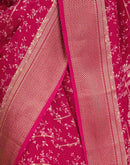 Rani Pink Georgette Printed Zari Stripe Saree