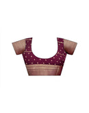 Wine Georgette Printed Zari Stripe Saree 