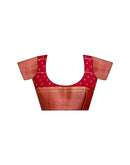 Red Georgette Printed Zari Stripe Saree 