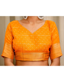 Orange Georgette Printed Zari Stripe Saree 