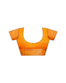 Orange Georgette Printed Zari Stripe Saree 