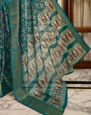 Green Silk Printed Zari Stripe Saree 