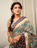 Multicoloured Silk Kalamkari Printed Saree
