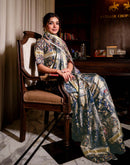 Navy Blue Silk Printed Saree