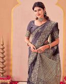 Dusty Purple Silk Woven Banarasi Saree