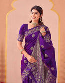 Purple Silk Woven Banarasi Saree