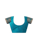 Teal Blue Silk Woven Banarasi Saree