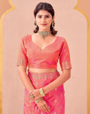 Orange Silk Woven Banarasi Saree