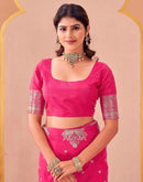 Rani Pink Silk Woven Banarasi Saree
